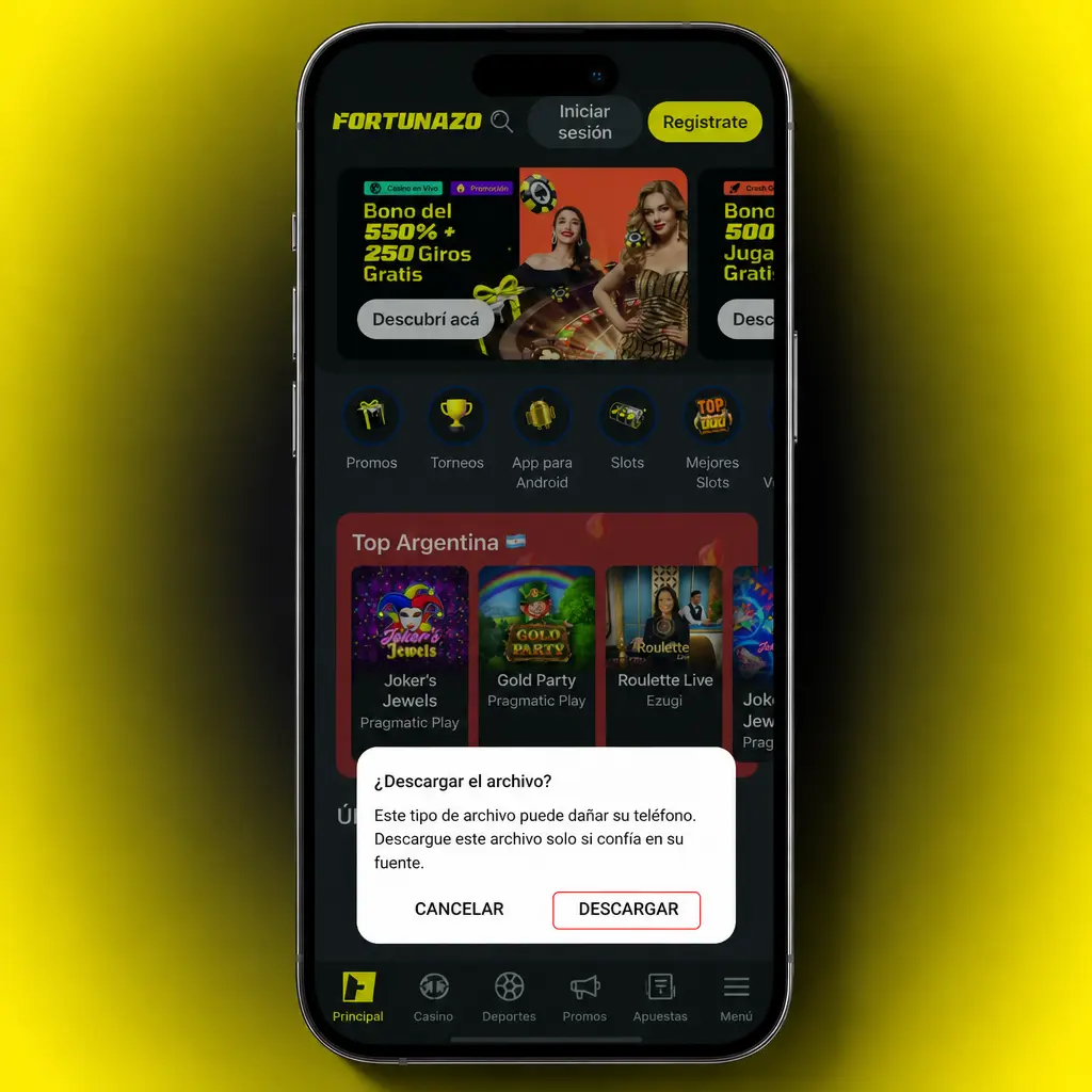 Descarga del APK de Fortunazo para instalar la app en dispositivos Android desde el sitio oficial.