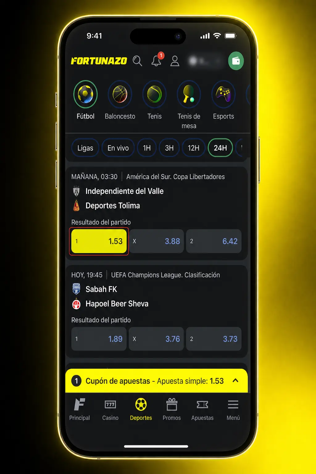 Pasos para cargar una apuesta en Fortunazo: elegir deporte, seleccionar cuota, ingresar monto y confirmar apuesta.