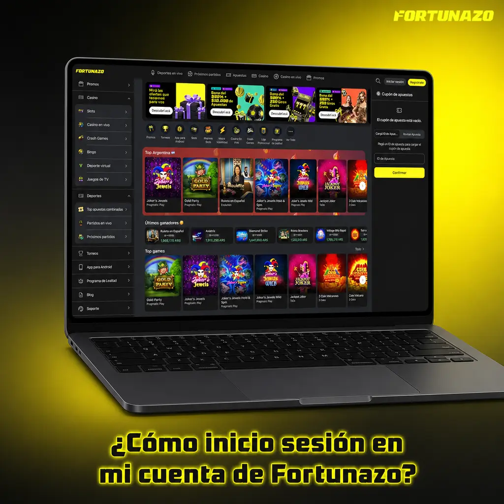 Pasos para iniciar sesión en tu cuenta de Fortunazo Argentina usando usuario, contraseña o redes sociales de forma segura.