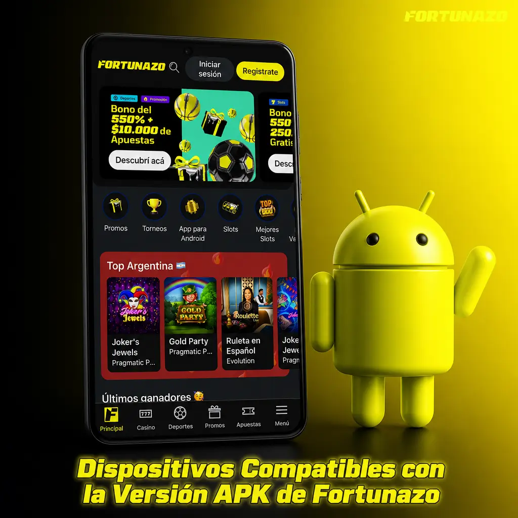 Dispositivos Android compatibles con el APK de Fortunazo: Samsung, Xiaomi, Sony, Huawei, OnePlus, Oppo, Google y Poco en Argentina.