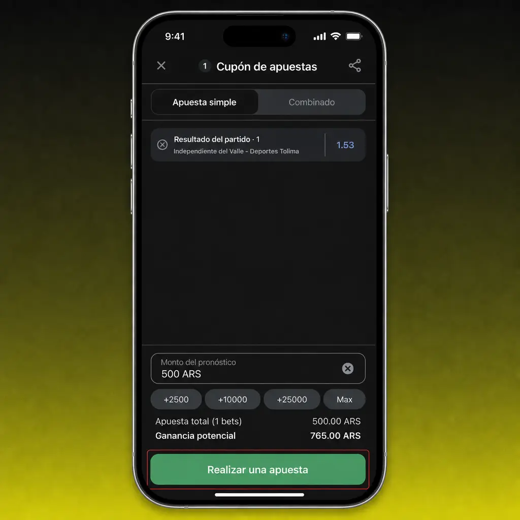Guía paso a paso para cargar una apuesta en la app Fortunazo desde la sección de Deportes