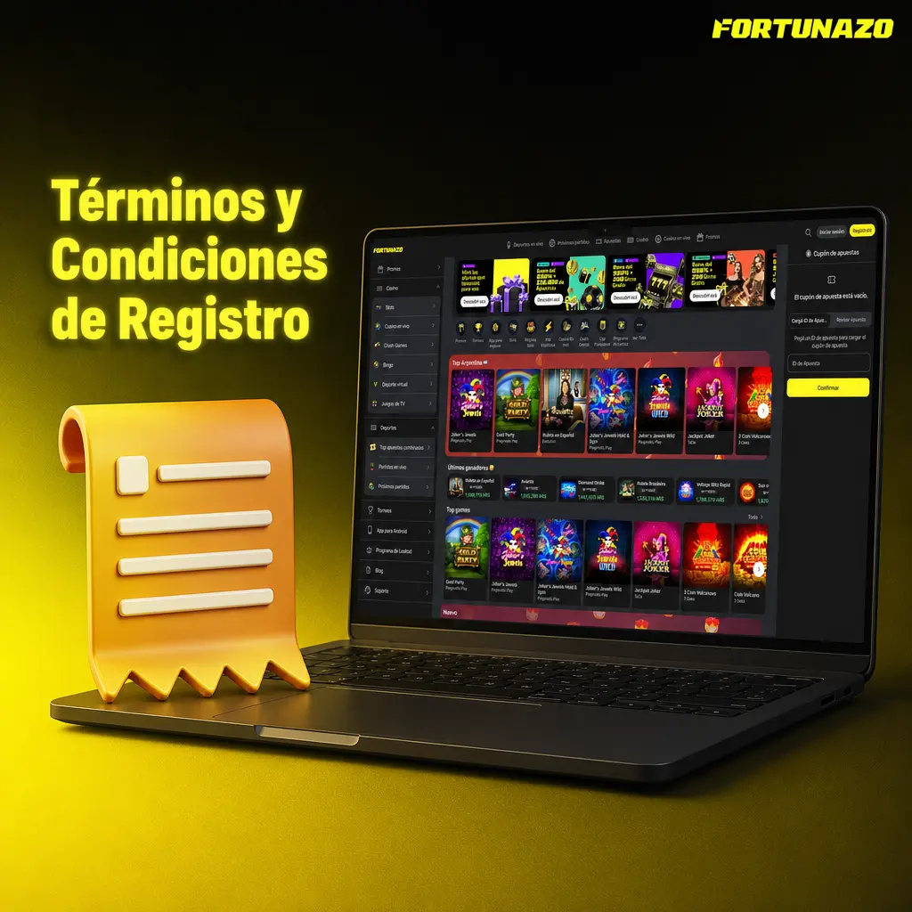 Términos y condiciones de registro en Fortunazo: una cuenta por jugador, sin datos falsos ni cuentas duplicadas